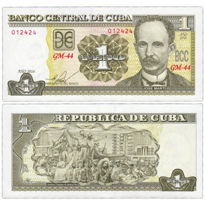 Банкнота 1 песо 2004 (2016) года. Куба (Pick 128g). Из банковской пачки (UNC)