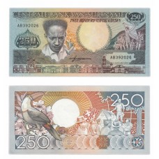 Банкнота  250 гульденов 1988 (Pick 134). Суринам/ Из банковской пачки (UNC)