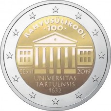 100-летие перевода обучения на эстонский язык Тартуского университета. 2 евро 2019 года.  Эстония (UNC)