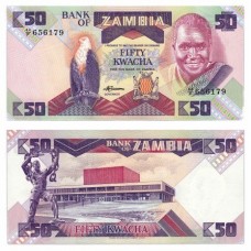 Банкнота 50 квача 1980-1988. Замбия. Pick 28а. Из банковской пачки (UNC)