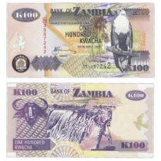 Банкнота 100 квача 2006 год. Замбия. Pick 38f. Из банковской пачки (UNC)
