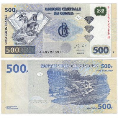 Банкнота 500 франков 2013 год. Конго. Pick 96b. Из банковской пачки (UNC)