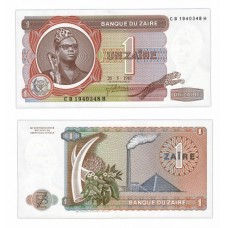 Банкнота 1 заир 1981 год. Заир. Pick 19b. Из банковской пачки (UNC)