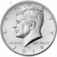 Half Dollar (50 центов) США 2019 "Kennedy Half Dollar (Кеннеди)". Монетный двор Денвер (UNC)