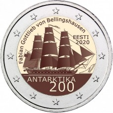 200 лет со дня открытия Антарктиды. Монета 2 евро 2020 года.  Эстония (UNC)