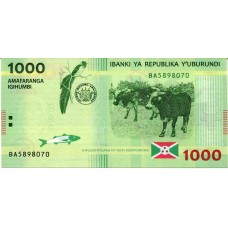 Банкнота 1000 франков 2015 года. Бурунди (UNC)