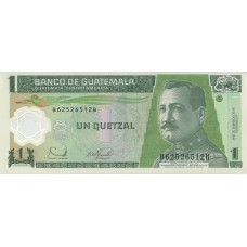 Полимерная банкнота 1 кетсаль 2008 года. Гватемала (UNC)