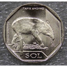 ГОРНЫЙ ТАПИР (Tapirus pinchaque). 1 соль 2018 года. Перу (UNC)