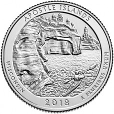 Национальное побережье Апостл-Айлендс. 25 центов 2018 года США. №42. (монетный двор Филадельфия) (UNC)