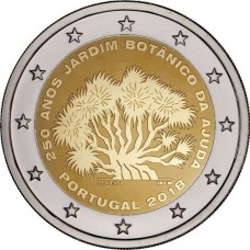 250-летие Ботанического сада Ажуда в Лиссабоне. 2 евро 2018 года.  Португалия (UNC)