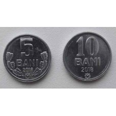 Набор монет Молдова 5 и 10 бани 2018 года. Из банковского мешка