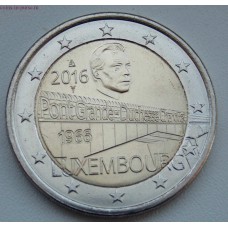 50-летие моста великой герцогини Шарлотты. 2 евро 2016 года,  Люксембург.