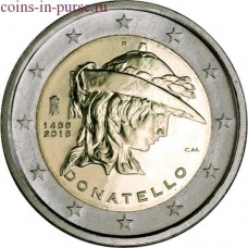 550 лет со дня смерти Донателло. 2 евро 2016 года. Италия