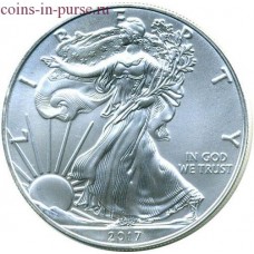 1 доллар США «Шагающая свобода» 1 унция серебра 2017 года. США